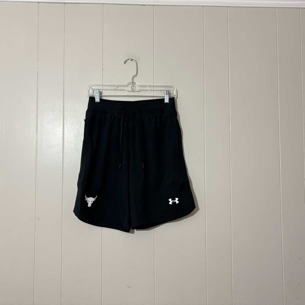 Under Armour Project Rock Snap Training Shorts Black/White 1361616-002 Men's S